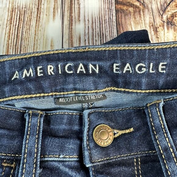 American Eagle SUPER HI RISE JEGGING Womens Sz 4 Blue Jeans Denim Pants 26x28.5 - Picture 7 of 10